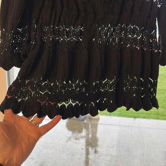 FREE PEOPLE FIRE ISLAND BLACK WOMENS SIZE M CINCH WAIST OPEN BACK KNIT TOP - Picture 5 of 13